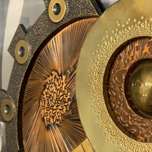 Abstract Brutalist Wall Sculpture, copper, brass, aluminum bas-relief 1970s