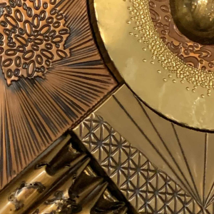 Abstract Brutalist Wall Sculpture, copper, brass, aluminum bas-relief 1970s