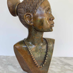 Thomas Tandi, bust of an African woman, stone sculpture