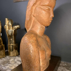 HARRY ELSTROM, expressionistische sculptuur "Naked Woman Bust" uniek stuk 1940