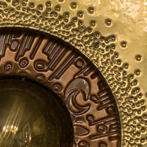 Abstract Brutalist Wall Sculpture, copper, brass, aluminum bas-relief 1970s