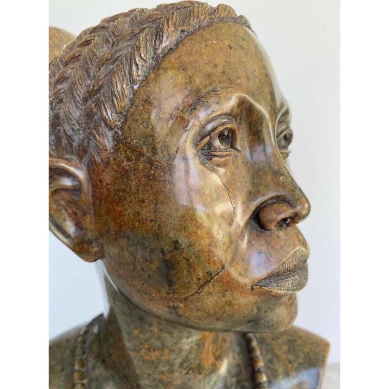 Thomas Tandi, bust of an African woman, stone sculpture