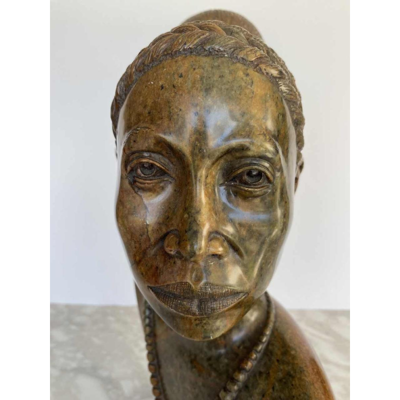 Thomas Tandi, bust of an African woman, stone sculpture