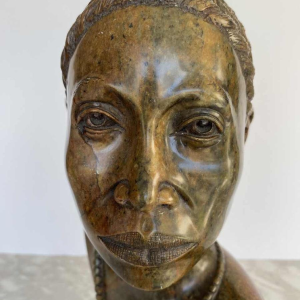 Thomas Tandi, bust of an African woman, stone sculpture