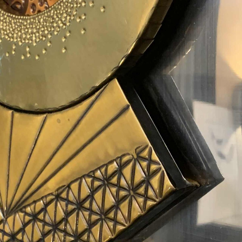 Abstract Brutalist Wall Sculpture, copper, brass, aluminum bas-relief 1970s