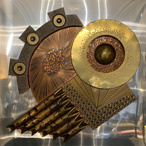 Abstract Brutalist Wall Sculpture, copper, brass, aluminum bas-relief 1970s