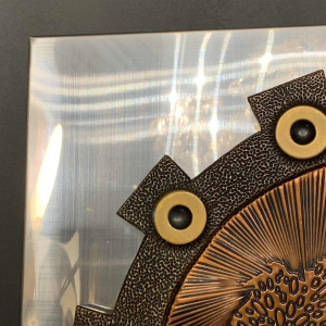 Abstract Brutalist Wall Sculpture, copper, brass, aluminum bas-relief 1970s