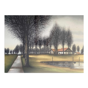 Jacques Deperthes, wooded landscape, lithograph, 20th century, realistic