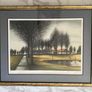 Jacques Deperthes, paysage arboré, lithogravure réaliste, XXe s