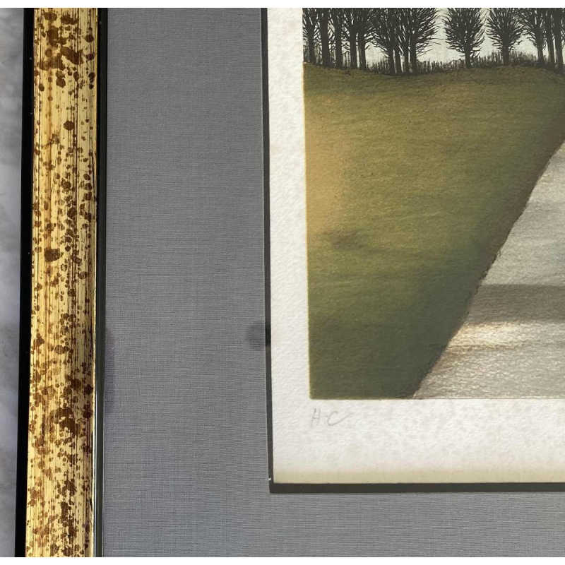 Jacques Deperthes, paysage arboré, lithogravure réaliste, XXe s