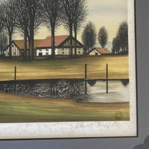 Jacques Deperthes, boslandschap, litho, 20e eeuw, realistisch