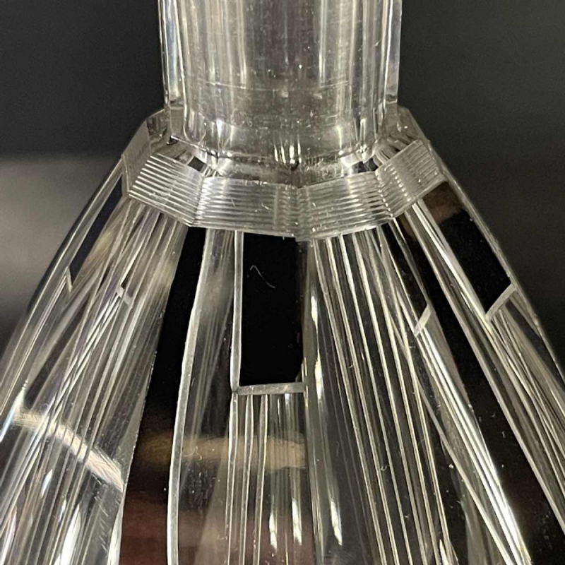 KARL PALDA, Service a` liqueur, carafe & 6 verres Art De´co, cristal double´ taille´, de´cor cubiste, ca 1930