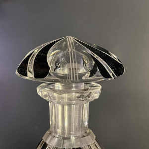 KARL PALDA, Liqueur service, carafe & 6 Art Deco glasses, cut doubled crystal, cubist decoration, ca 1930