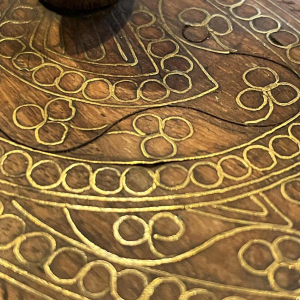 Pair of Paduka of Hindu priests or kings, teak wood and brass fillets, 19th century