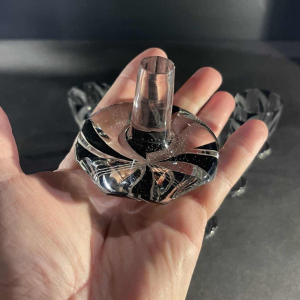 KARL PALDA, Likeurservies, karaf en 6 Art Deco glazen, geslepen gedubbeld kristal, kubistische decoratie, ca 1930