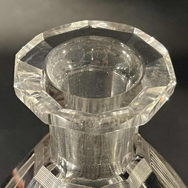 KARL PALDA, Liqueur service, carafe & 6 Art Deco glasses, cut doubled crystal, cubist decoration, ca 1930