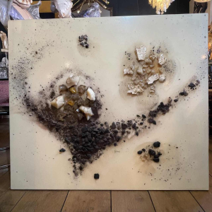 Jef Verbrak, tableau abstrait, composition technique mixte brutaliste, vers 1970