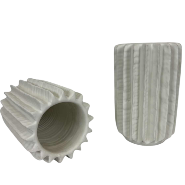 Pair of sculptural ceramic vases with matt finish - Italy, 1980s