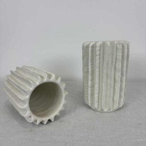 Pair of sculptural ceramic vases with matt finish - Italy, 1980s