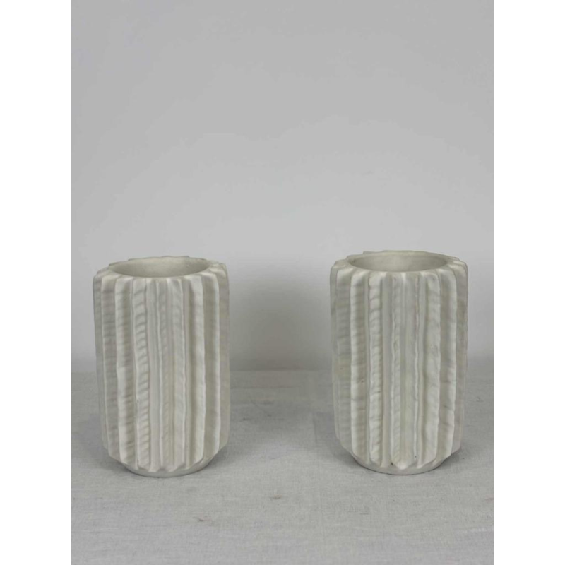 Pair of sculptural ceramic vases with matt finish - Italy, 1980s