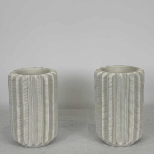 Pair of sculptural ceramic vases with matt finish - Italy, 1980s