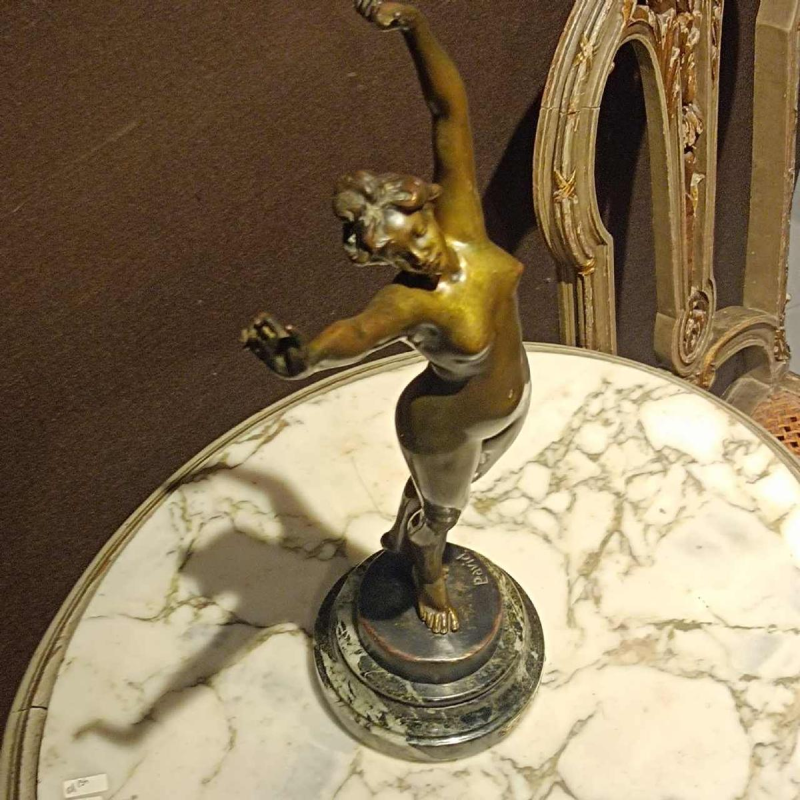 Albert Eugène DAVID  Waking up ' sculpture of a nude young girl in bronze, early 20th c