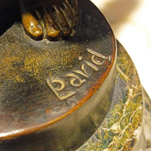 Albert Eugène DAVID  Waking up ' sculpture of a nude young girl in bronze, early 20th c