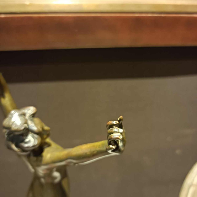 Albert Eugène DAVID le réveil sculptuur van een naakt jong meisje in brons, begin 20ste eeuw