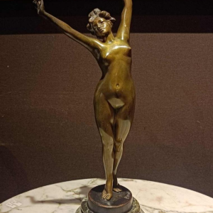 Albert Eugène DAVID " le réveil " sculpture d'une jeune fille nue en bronze, début XXe s