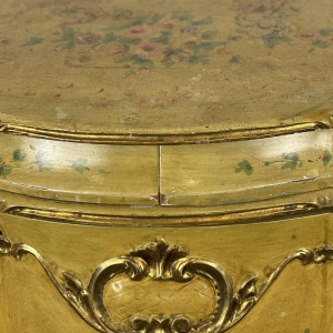 Venetian curved chest of drawers, hand-painted floral design on a cream background, Italy mid 20th century