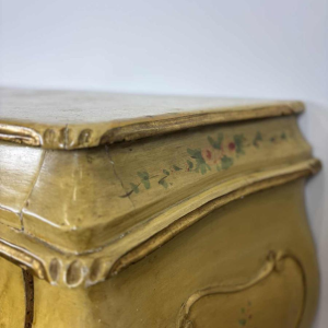 Venetian curved chest of drawers, hand-painted floral design on a cream background, Italy mid 20th century