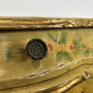 Venetian curved chest of drawers, hand-painted floral design on a cream background, Italy mid 20th century