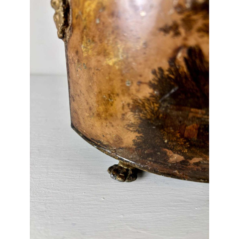 Planter in painted sheet metal decorated with a pastoral scene, 19th century