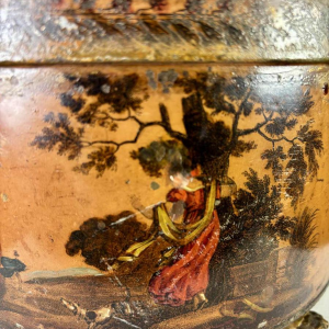 Jardinière en tôle peinte à décor de scène pastorale, XIXe siècle