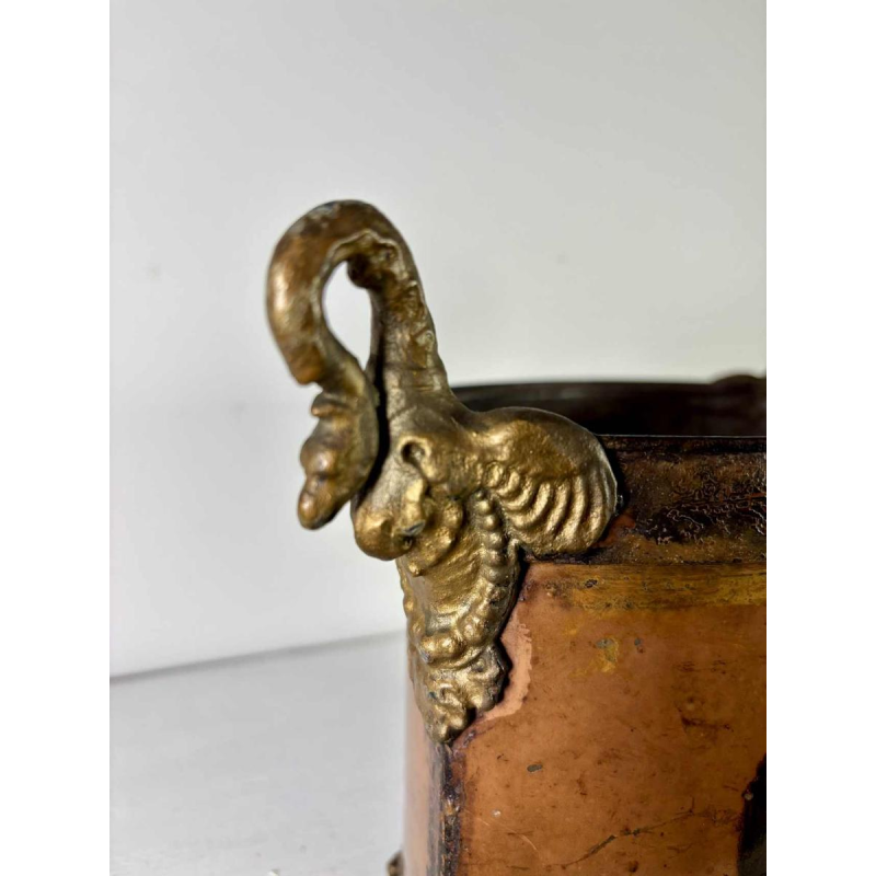 Planter in painted sheet metal decorated with a pastoral scene, 19th century