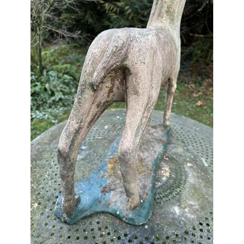 Garden sculpture in patinated cement representing a deer, mid-20th century