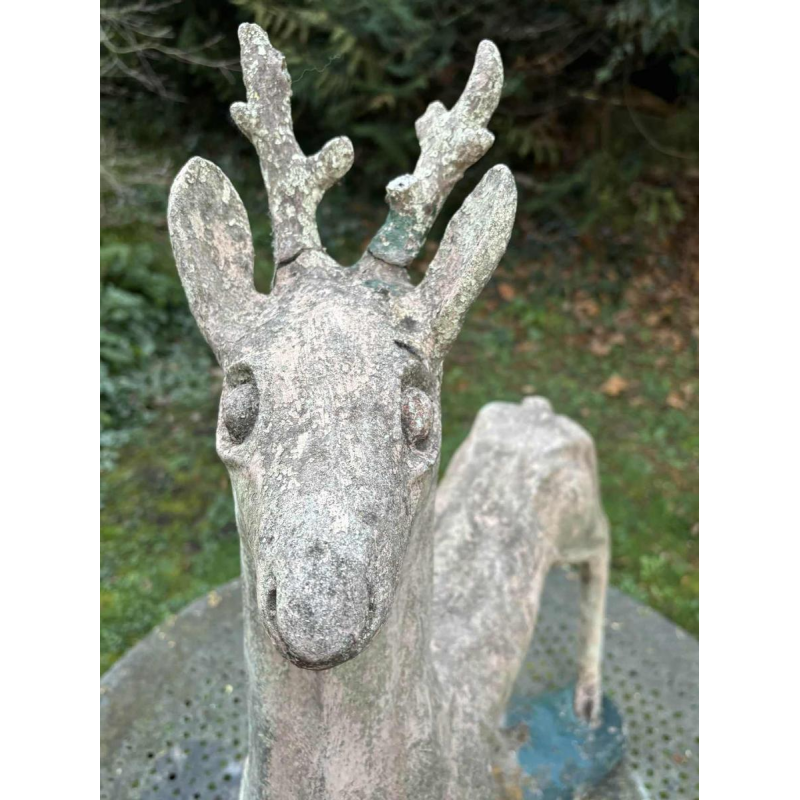 Garden sculpture in patinated cement representing a deer, mid-20th century