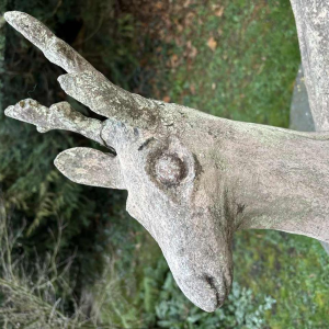 Sculpture de jardin en ciment patiné représentant un daim, milieu 20e siècle