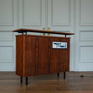 Vintage palissanderhouten barkast met verlicht vismotief, Italië, ca 1970