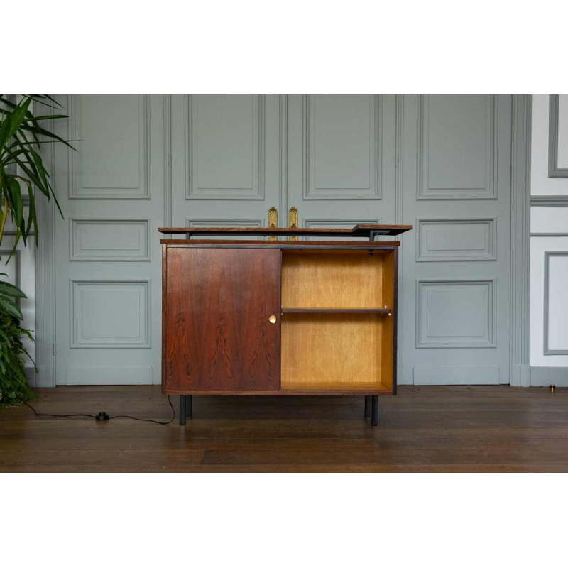 Meuble bar en palissandre vintage à décor rétro-éclairé de poissons, Italie, ca 1970