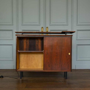 Meuble bar en palissandre vintage à décor rétro-éclairé de poissons, Italie, ca 1970