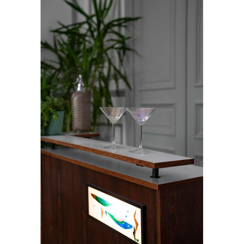 Meuble bar en palissandre vintage à décor rétro-éclairé de poissons, Italie, ca 1970