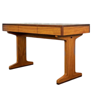 Mid Century desk, rosewood veneer, 3 drawers, Italy ca 1950