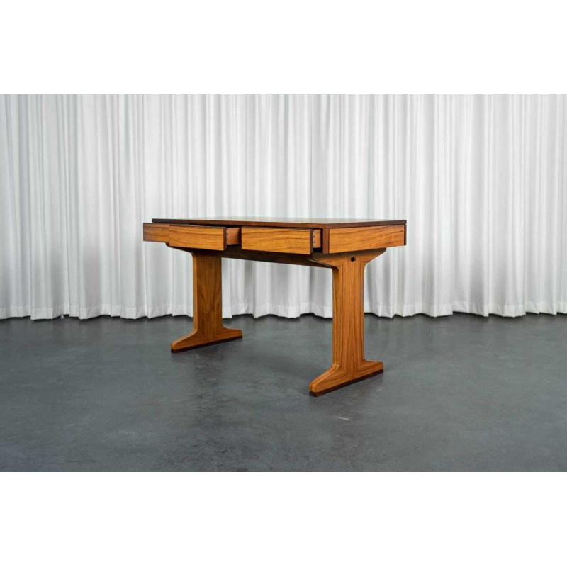 Middeneeuws bureau, palissanderfineer, 3 laden, Italië ca 1950