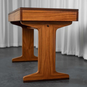 Mid Century desk, rosewood veneer, 3 drawers, Italy ca 1950