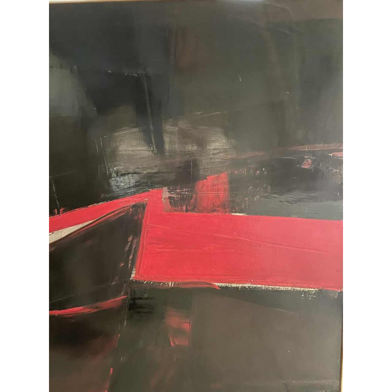 Serge DETRIAUX Abstraction rouge 90x115 cm schilderij