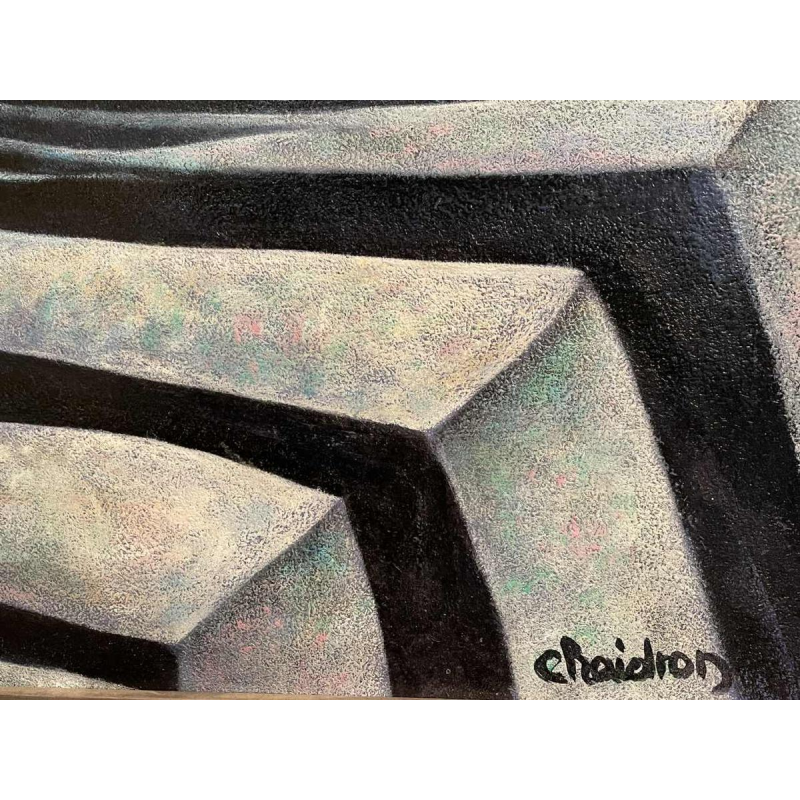 Jacques CHAIDRON (1938-) "Lune" huile sur panneau 80x70 cm