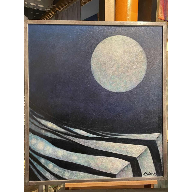 Jacques CHAIDRON (1938-) "Lune" huile sur panneau 80x70 cm