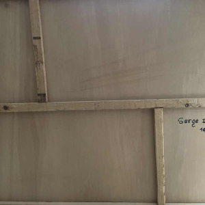 Serge DETRIAUX «Abstraction rouge» tableau huile sur panneau