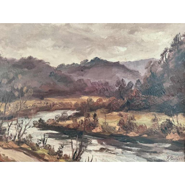 Fernand PONTHIER (1885-1952): 'Grijze hemel in de vallei van de Ourthe in Sy'